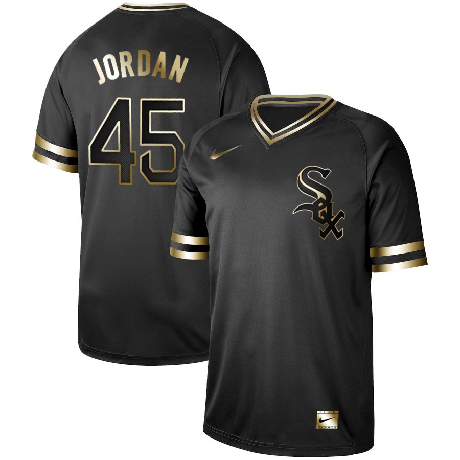 Men Chicago White Sox #45 Jordan Nike Black Gold MLB Jerseys->chicago white sox->MLB Jersey